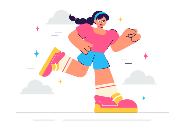 Girl Jogging  Illustration