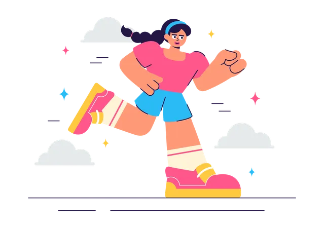 Girl Jogging  Illustration