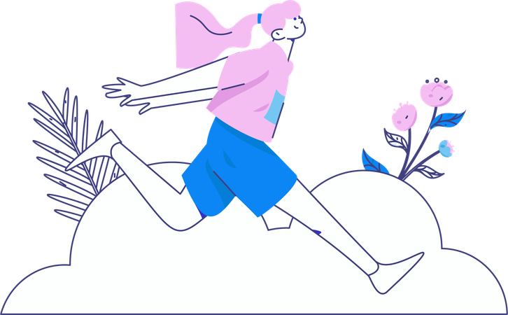 Girl jogging in park  Illustration