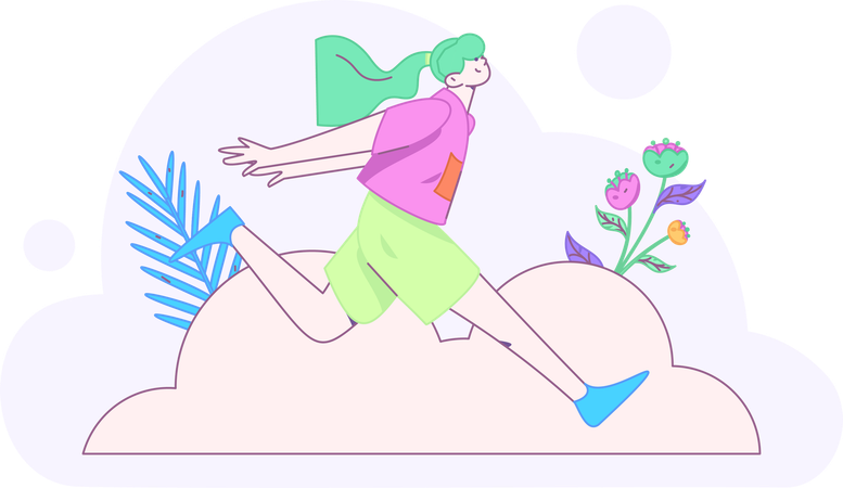 Girl jogging in park  Illustration