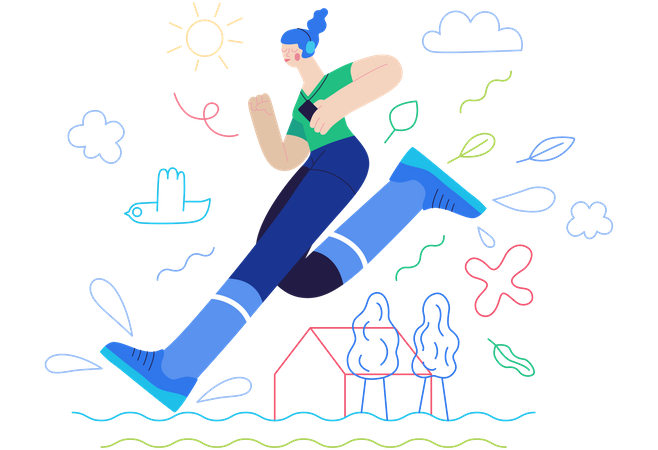 Girl jogging in the morning  Illustration