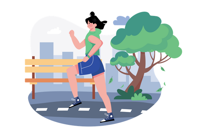 Girl jogging in the park Illustration