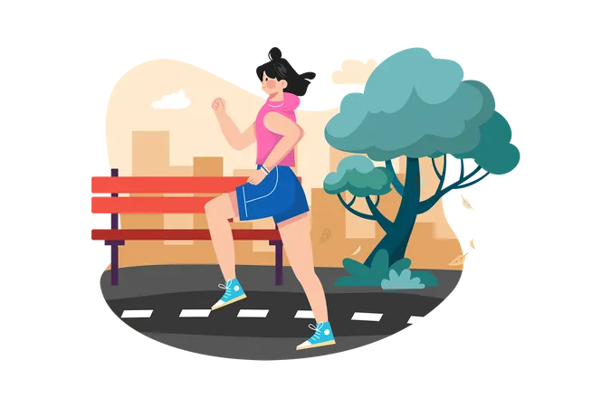 Girl jogging in the park  Illustration