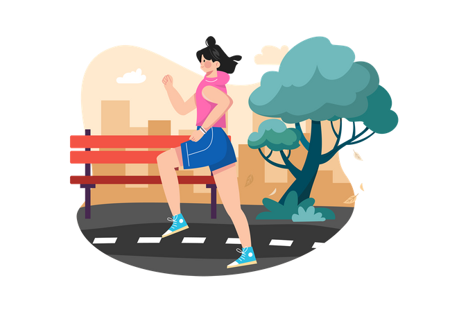 Girl jogging in the park  Illustration