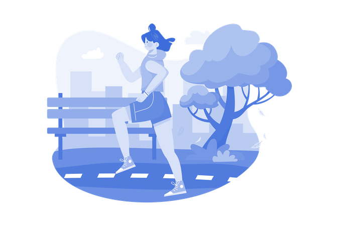 Girl jogging in the park  Illustration