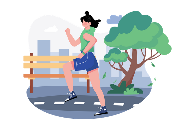 Girl jogging in the park  Illustration