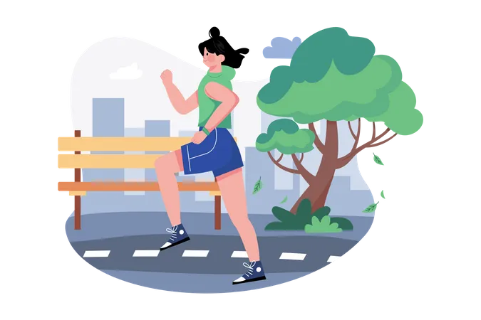 Girl jogging in the park  Illustration