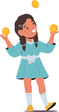 Girl juggling coin  Illustration