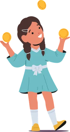 Girl juggling coin  Illustration