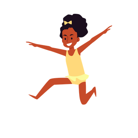 Girl jumping at beach  Illustration