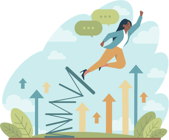 Girl jumping for career growth  Illustration