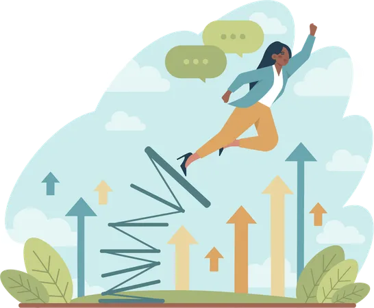 Girl jumping for career growth  Illustration