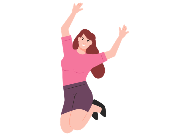 Girl Jumping In Air  Illustration