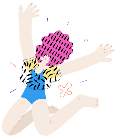 Girl Jumping In Air Illustration