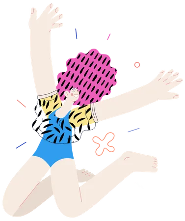 Girl Jumping In Air  Illustration