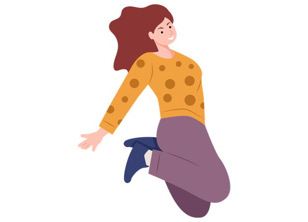 Girl Jumping In Air  Illustration