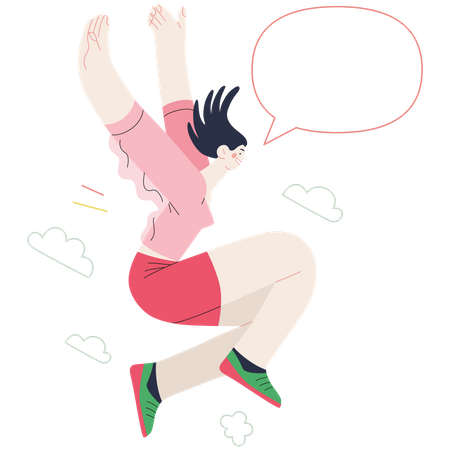 Girl jumping in air  일러스트레이션