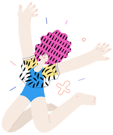 Girl Jumping In Air  Illustration