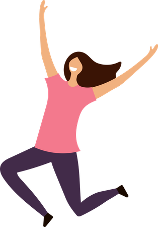 Girl Jumping In Air  Illustration