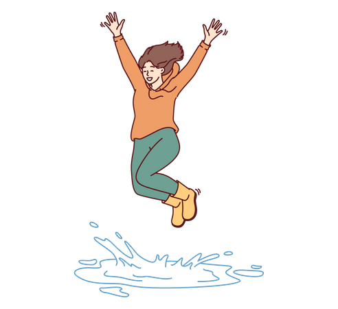 Girl jumping in happiness  Illustration