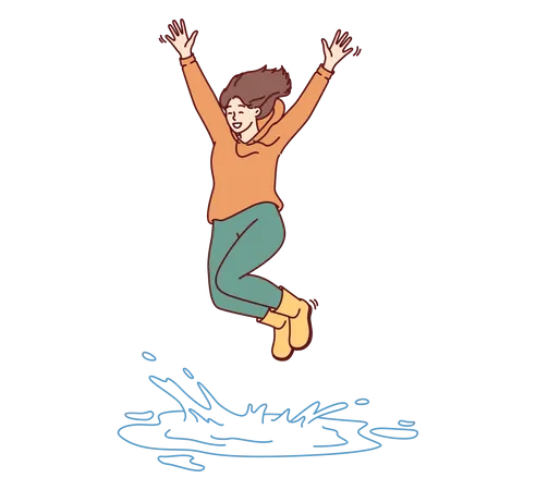 Girl jumping in happiness  Illustration