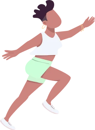 Happy Jumping Young Woman Semi Flat Color Vector Character Showing Happiness Running Figure Full Body Person On White Simple Cartoon Style Illustration For Web Graphic Design And Animation Illustration