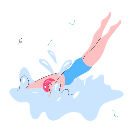 Girl jumping in Swimming pool  Illustration