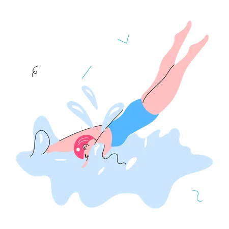 Girl jumping in Swimming pool  Illustration