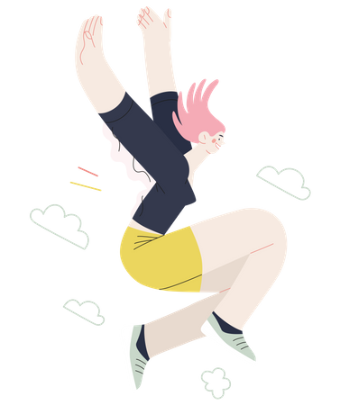 Girl jumping in the air Illustration