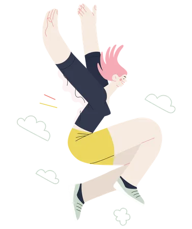 Girl jumping in the air  Illustration