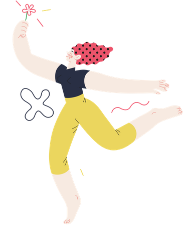 Girl jumping in the air cheerfully Illustration