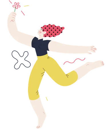 Girl jumping in the air cheerfully  Illustration