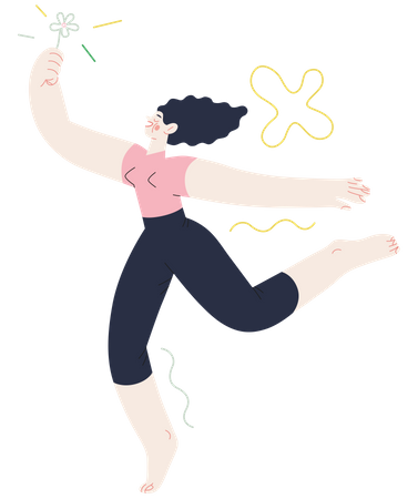 Girl jumping in the air cheerfully  Illustration