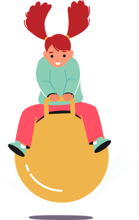 Girl Jumping On Fitness Ball on Playground  Illustration