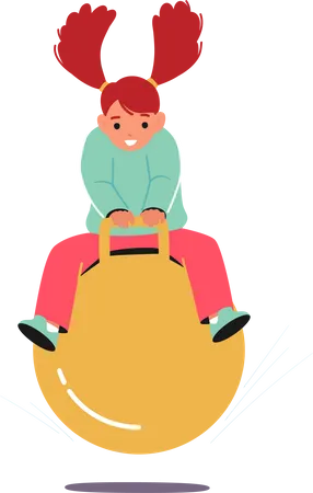 Girl Jumping On Fitness Ball on Playground  Illustration