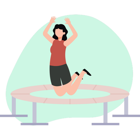 Girl jumping on trampoline  Illustration