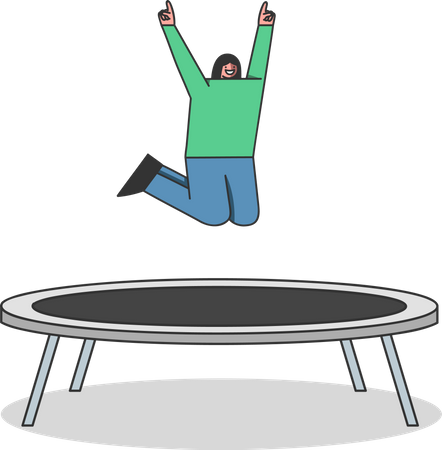 Girl jumping on trampoline Illustration