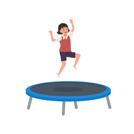 Girl jumping on trampoline  イラスト