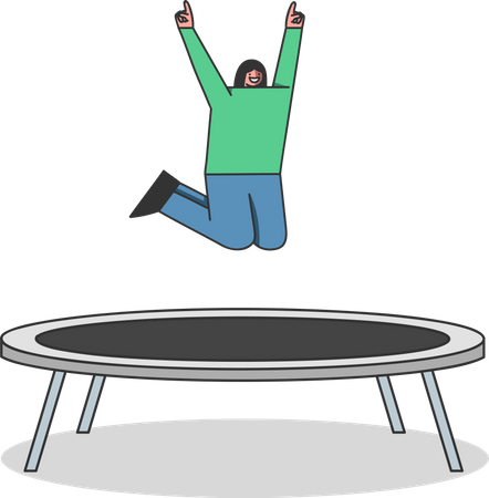 Girl jumping on trampoline  Illustration