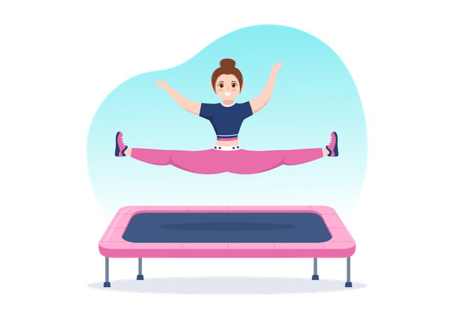 Girl jumping on Trampoline  Illustration