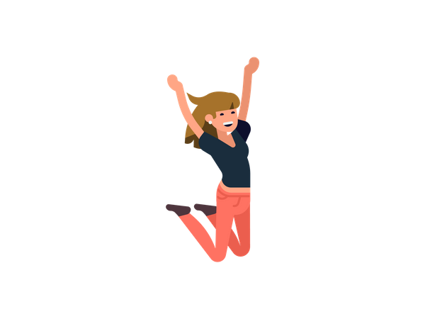 Girl jumping out of joy Illustration