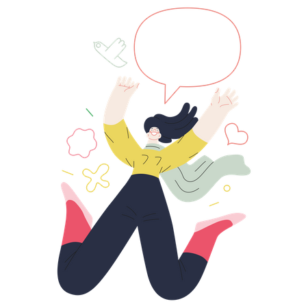 Girl jumping out of joy Illustration