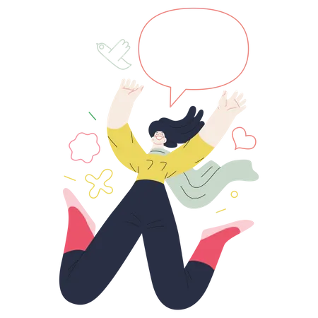 Girl jumping out of joy  Illustration