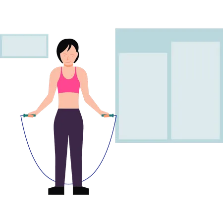 Girl jumping rope for exercise Illustration