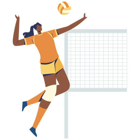 Girl Jumping volleyball Serve  Illustration