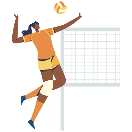 Girl Jumping volleyball Serve  Illustration