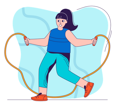 Girl Jumping with Rope Illustration