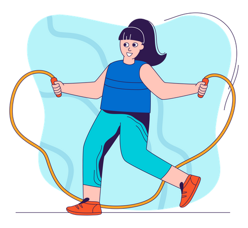 Girl Jumping with Rope  Illustration