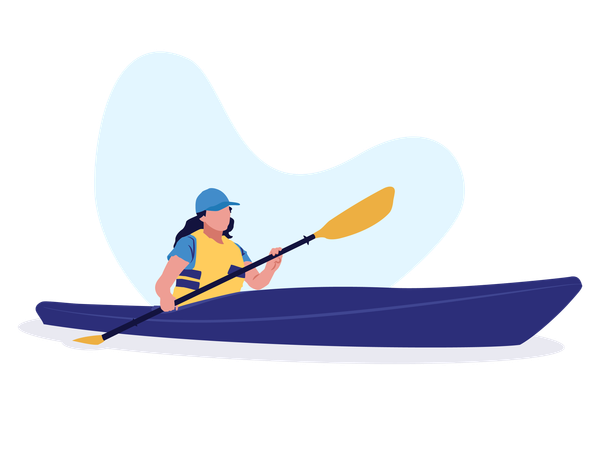 Girl Kayaking  Illustration