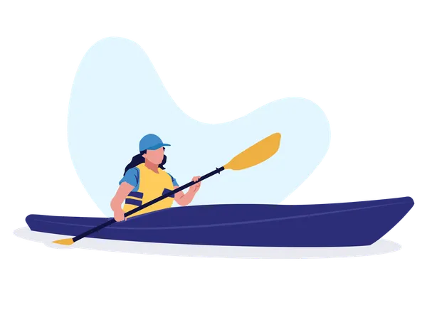 Girl Kayaking  Illustration